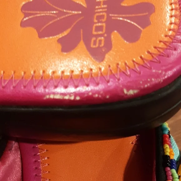 Chico's Red and Pink Mules Vibrant Summer Slip-Ons - Picture 4 of 8